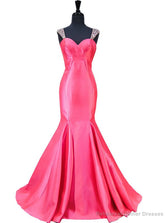 Mermaid Sweetheart Beaded Crystals Backless Hot Pink Prom Dress